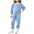 thumbnail image 3 of Acaics Girls' 2 Piece Ribbed Tracksuit Set: Color Block Crew Neck Long Sleeve Cuffed Jogger Outfit, Soft Daily Loungewear for Girls Ages 6 Months–6, 3 of 7