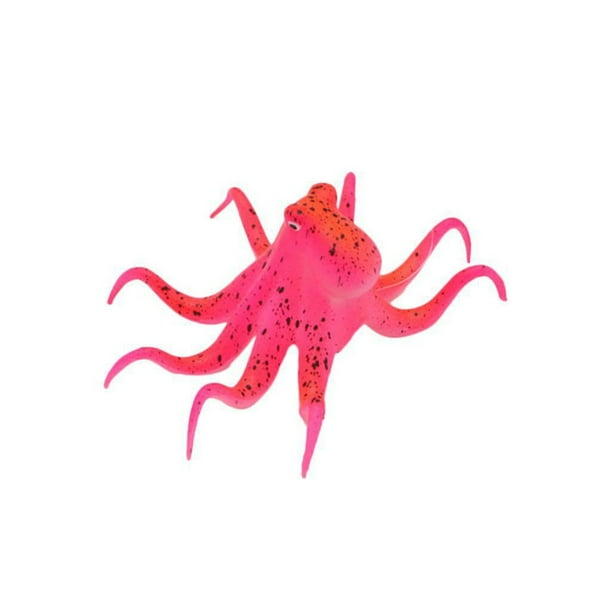 Adorno de Acuario Methold Pulpo Artificial Fluorescente Rojo JJ6581-02