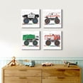 thumbnail image 6 of Monster Truck Wall Decor Car Posters for Boys Room Wall Art Cartoon Firetruck Garbage Police Ambulance Vehicle Canvas Pictures Artwork Toddler Room Decor Kids Bedroom Nursery Home Decor 12×12", 6 of 6