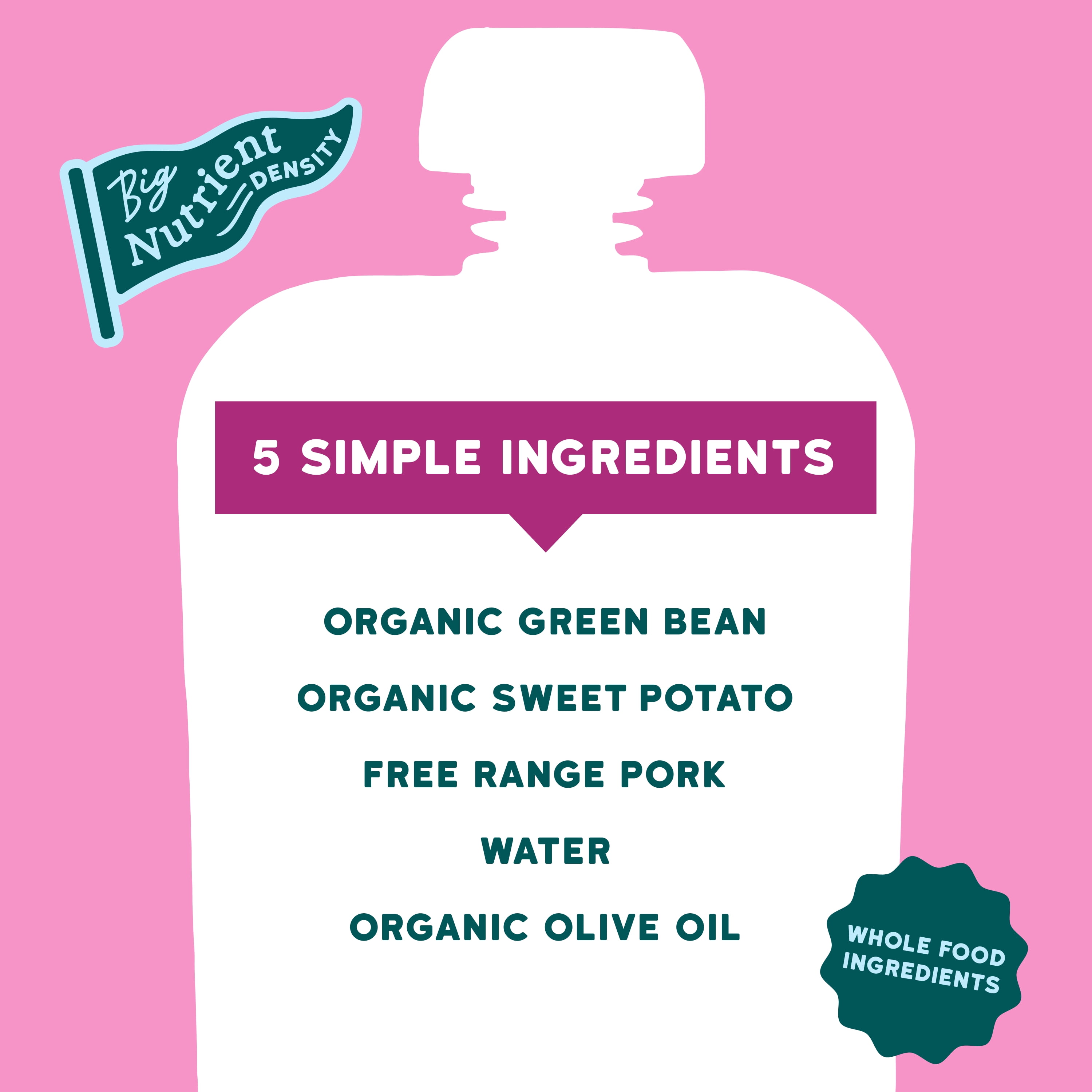 (12 pack) Serenity Kids Free Range Pork with Organic Green Beans & Sweet Potatoes Stage 2 Baby Food, 3.5oz Pouch