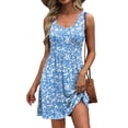 thumbnail image 1 of Vestido WIHOLL 2025 línea A sin mangas floral azul con bolsillos, 1 of 5