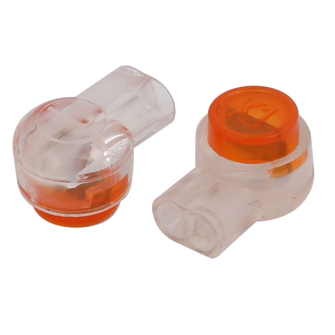 100 Pcs Plastic K1 2 Ports Gel Splice UY Wire Connector Clear Orange