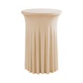 thumbnail image 1 of DimyFew Cocktail Table Tablecloth With Skirts Wavy Ruffle Drape Stretch Reusable Polyester Cover Round Fitted Protection Suitable for Party Hotel Banquet Conference Room Champagne, 1 of 7