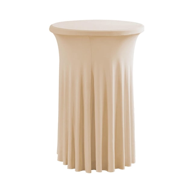 DimyFew Cocktail Table Tablecloth With Skirts Wavy Ruffle Drape Stretch Reusable Polyester Cover Round Fitted Protection Suitable for Party Hotel Banquet Conference Room Champagne