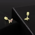 thumbnail image 2 of YAYAJAJU Butterfly Earrings for Women, 925 Sterling Silver Hypoallergenic Cute Tiny Butterfly Screw Stud Earrings, 18K Gold Plated Mini Animal Earrings Jewelry Lovely Gifts, 2 of 7