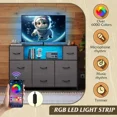 thumbnail image 6 of Dresser TV Stand for 45/50/55 Inch TV Entertainment Center with LED Lights & Charging Station 8 Fabric Drawers & Open Shelves for Living Room Hallway Wood Top, 6 of 6