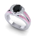 thumbnail image 2 of Diamond-Capitals 2.35 Carat Oval Cut Black Onyx & Pink Sapphire Gemstone Unique Engagement Ring for her Solid 18K White Gold Size 10, 2 of 8