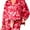 Red, variant on Women Holiday Party Pajamas Cute Satin Silk PJs 2 Piece Outfits Long Sleeve Button Down Shirt Lounge Shorts Sets