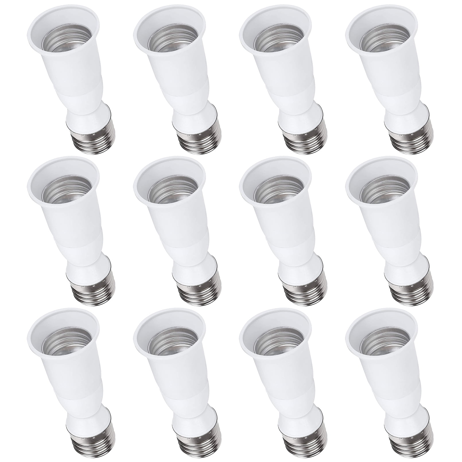 TORCHSTAR 12-Pack E27 to E27 Extender Adapter, E27 to E27 Edison Screw Converter Light Bulb Socket Lamp Holder, Fits LED/CFL Light Bulbs, Heat-resistant, Anti-burning, No Fire Hazard