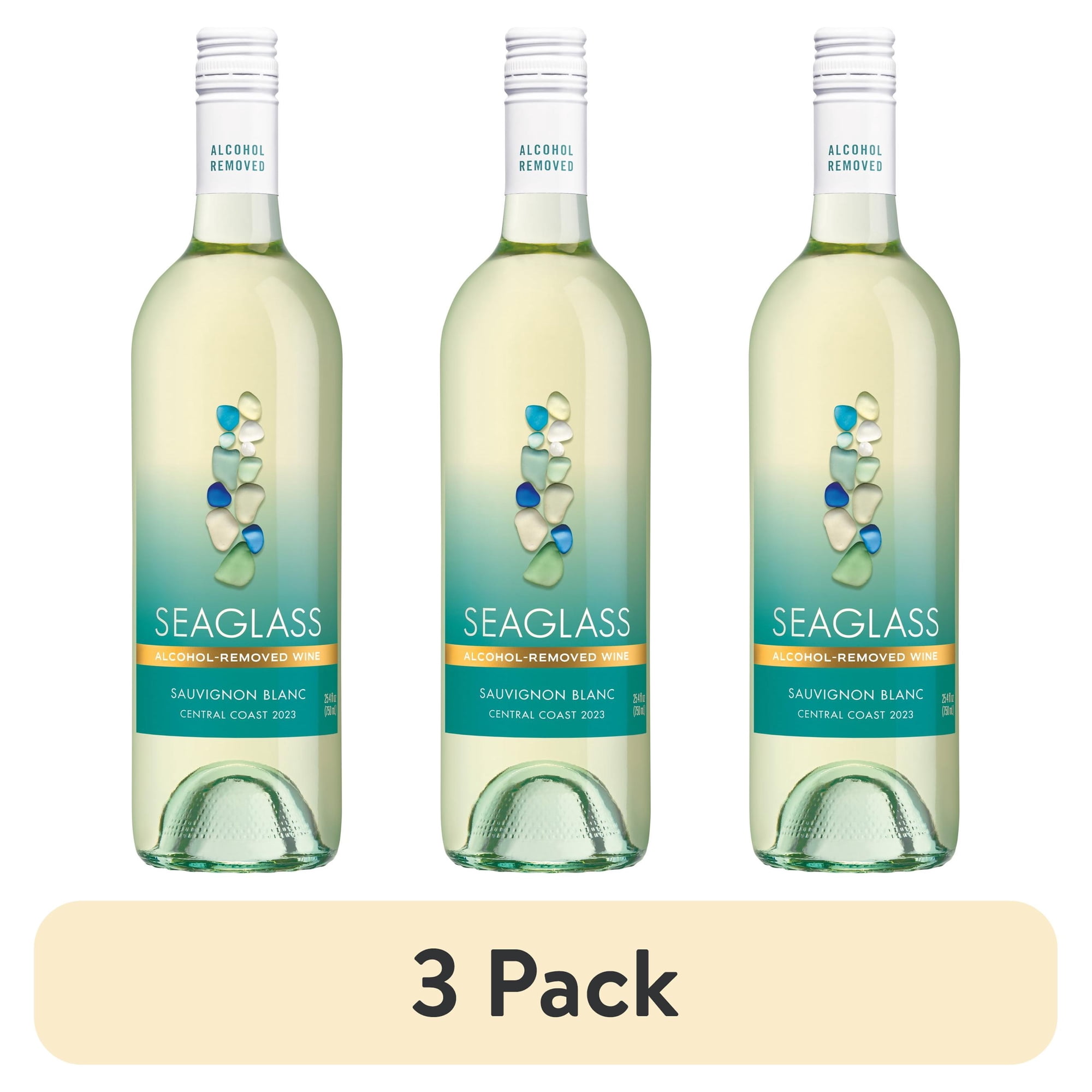 (3 pack) SEAGLASS Alcohol Removed Sauvignon Blanc White Wine 750mL Wine Bottle