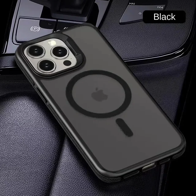 Case For iPhone 16 Pro Max Matte Translucent Armor Magnetic Case For iPhone 15 14 Pro Max Plus Magsafe Wireless Charging Cover black For iPhone 16