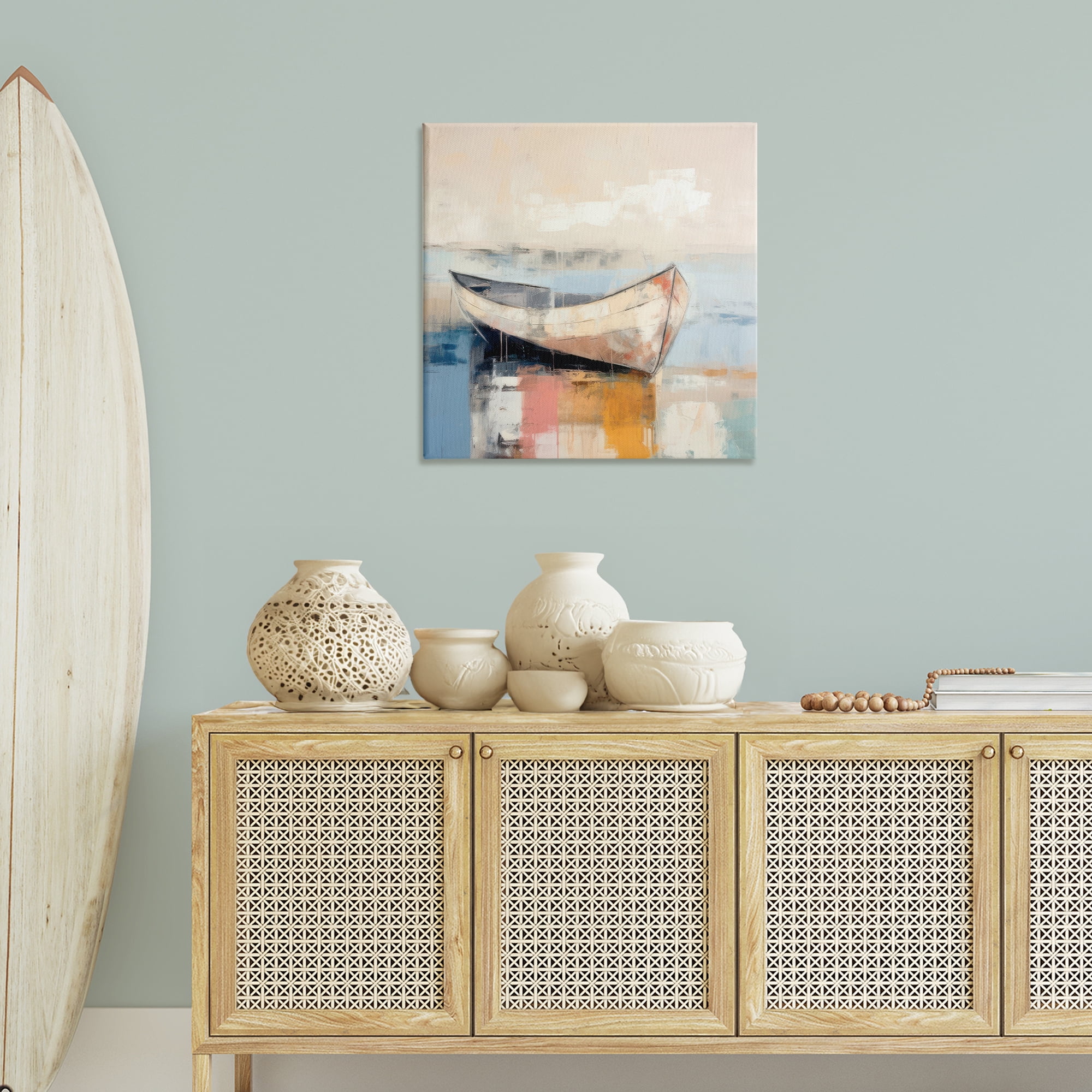 Stupell Industries Charming Coastal Boat Nautical & Beach Painting Wrapped Canvas Art Print Wall Art, 30 x 30