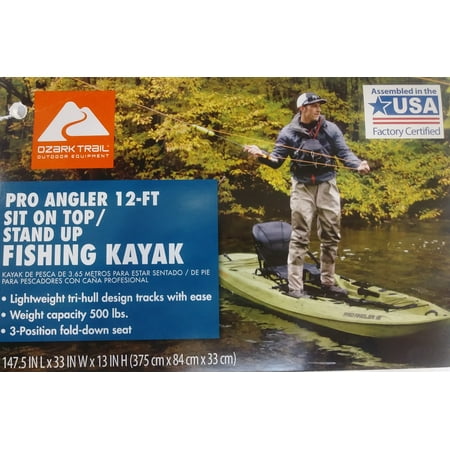 Ozark Trail 12 Pro Angler Kayak, Grass Camo with Paddle