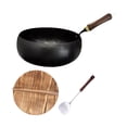 thumbnail image 3 of Elodie Wok Pan Wooden Handle Cookware Pans Cooking Cooking Wok Universal Nonstick Wok 24cm, 3 of 8