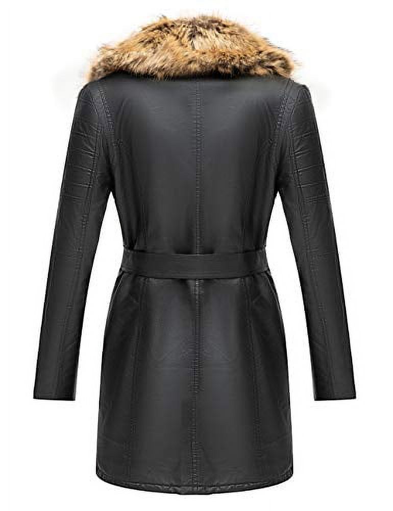 Giolshon Women's Faux Suede Leather Long Jacket Wonderfully Parka Coat with Faux Fur Collar 5XL - image 2 of 3
