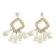 thumbnail image 1 of 1 par de pendientes estilo bohemio exagerado con flecos y trenzas de ratán retro con flecos y borlas, joyería para mujer (blanco), 1 of 5