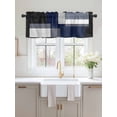 thumbnail image 2 of Valances for Windows Blue Black Rod Pocket Cafe Window Treatments Valance Curtains for Kitchen Bathroom Laundry Basement Windows 54"x18", 2 of 9