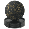 thumbnail image 1 of Leather Coasters Spill Protection for Table Desk Durable and Non Slip Leather Coaster Fit Common-black and gold marble, 1 of 5