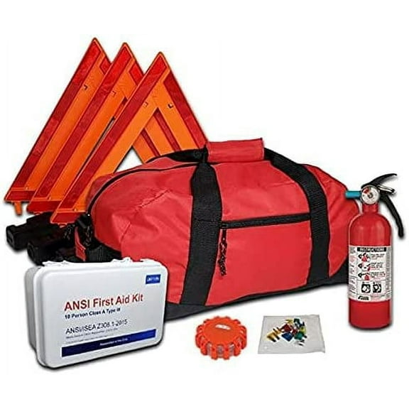 USKITS DOT Safety OSHA ANSI Compliant Kit with LED Flare