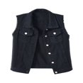 thumbnail image 1 of Gilet en Jean Sans Manches Grande Taille pour Femmes, Col Rabattu, Déchiré, 1 of 6
