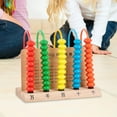 thumbnail image 1 of Juguete Ábaco Montessori Hugo de madera 5 filas Mano Ojo Coordinación Matemáticas, 1 of 10