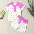 thumbnail image 4 of WOYY Kids Girls Summer Outfits Ice-Cream Print Short Sleeve T-Shirt Shorts Set, Sizes 2-12, 4 of 5