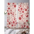 thumbnail image 2 of Red Christmas Sheer Curtains 108 Inch Length 2 Panels Set, Xmas Poinsettia Tree Snowflake Rustic Voile Window Treatment Semi Sheer Long Curtains Drapes for Bedroom/Living Room/Kitchen 52"x108"x2, 2 of 7