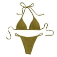 thumbnail image 2 of JoveMarine Women's Sexy Halter Tie Bikini Set Two-Piece Swimsuit with Removable Padded Cups & Wire-Free Design for Summer Beach and Pool Party Army Green L, 2 of 5
