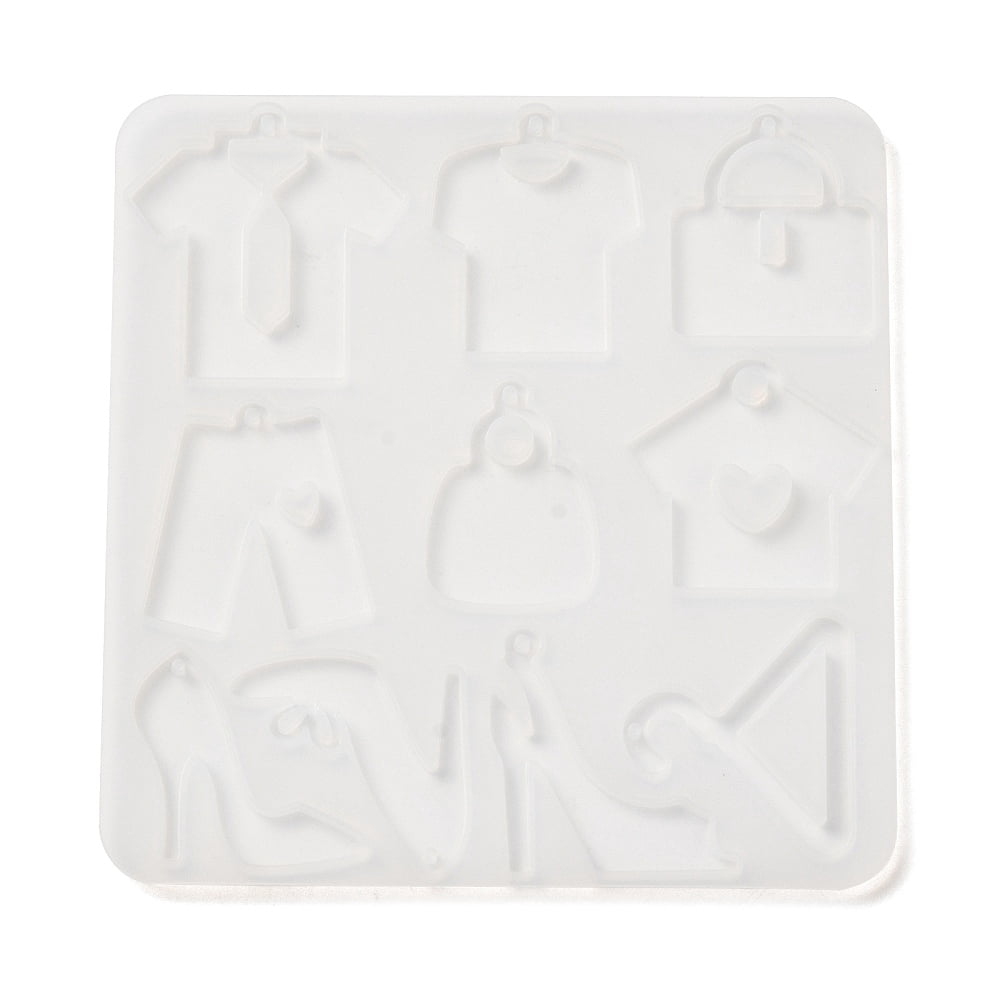 Shoes Clothes Hanger Bag Pendant DIY Silicone Molds Resin Casting Molds for UV Resin Epoxy Resin Craft Making 130x125x5mm Hole: 2mm Inner Diameter: 33~46x27~45mm