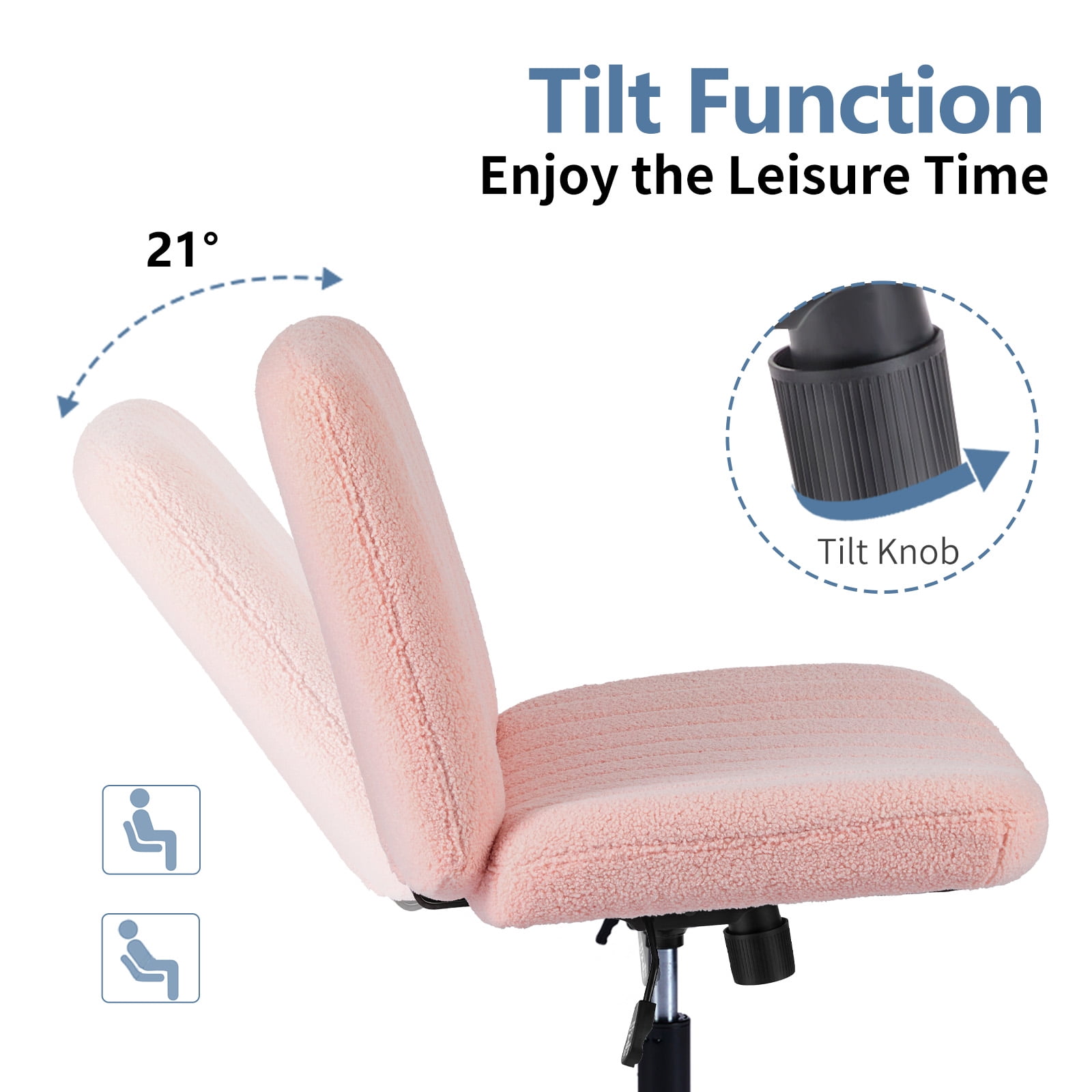 MAYEERTY Armless Criss Cross Chair Office Chair Vanity Chair for Bedroom Office，Pink