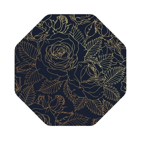 

Matuu Copper-Gold Gloss Outline Rose for Cup Coasters Set of 6 Leather Coasters Desk Coasters for Office Measures 4” x 4” Octagon