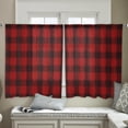 thumbnail image 4 of Merry Christmas Semi Sheer Curtains 45 Inch Length 2 Panels Set, Farmhouse Xmas Red Black Plaid Checkered Sheer Kitchen Curtain Privacy Voile Window Curtain for Living Room Bedroom Rod Pocket Drapes, 4 of 7