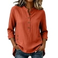 thumbnail image 6 of VBVC Women's 3/4 Sleeve Henley Blouses , Ladies' Mandarin Collar Half Button Shirts , Casual Loose Fit Tunic Tops For Women, S-2XL, 6 of 9