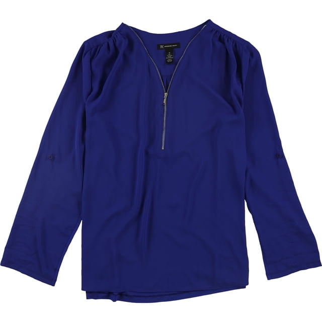 INC Blusa de punto utilitario de medios mixtos para mujer, azul, XXL