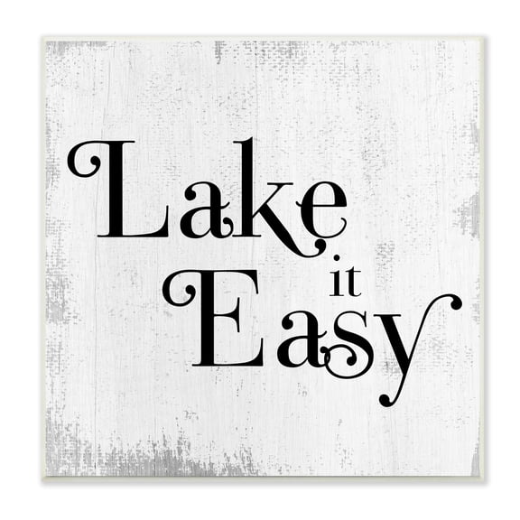 Stupell Industries Lake It Easy Tranquil Coastal Phrase Distressed Grey, 12 x 12, Designed by Daphne Polselli
