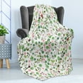 thumbnail image 4 of Nature Soft Flannel Fleece Blanket, Birds Butterflies and Leaves Pattern Spring Season Flora and Fauna Arrangement, Cozy Plush for Indoor and Outdoor Use, 50" x 70", Pink and Green, by Ambesonne, 4 of 5