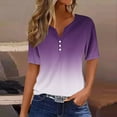 thumbnail image 6 of cocolona Womens Summer Tops 2025 Button V Neck Short Sleeve T-shirts Fashion Casual Loose Dressy Blouses Gradient Print Tees S-3XL, 6 of 6