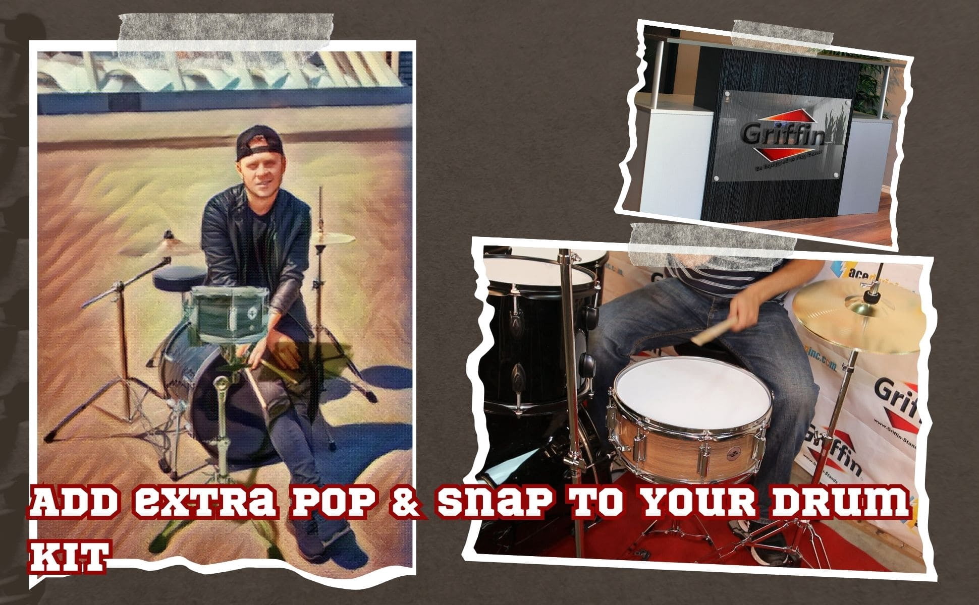 Popcorn Snare Drum by Griffin Firecracker 10" x 6" Poplar Shell with Zebra Wood PVC Soprano Concert Percussion Musical Instrument with Drummers Key and Deluxe Snare Strainer Beginner & Professional