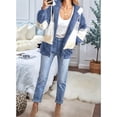 thumbnail image 6 of Womens Winter Fuzzy Fleece Jacket Hooded Color Block Patchwork Coats Outerwear with Pockets Blue XXL, 6 of 9