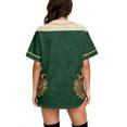 thumbnail image 4 of Mexico 2026 Soccer Cup Style Vintage Baseball Jersey for Women, Short Sleeve Button-Down Shirt with Retro Sun & Eagle Graphic, Breathable Polyester Sports Top, 1 PC Army Green L, 4 of 6