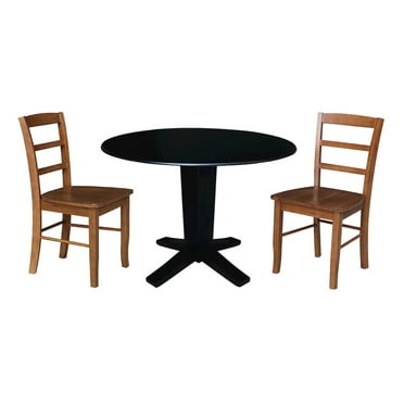 42" Solid Wood Dual Drop Leaf Table with 2 Dining Chairs