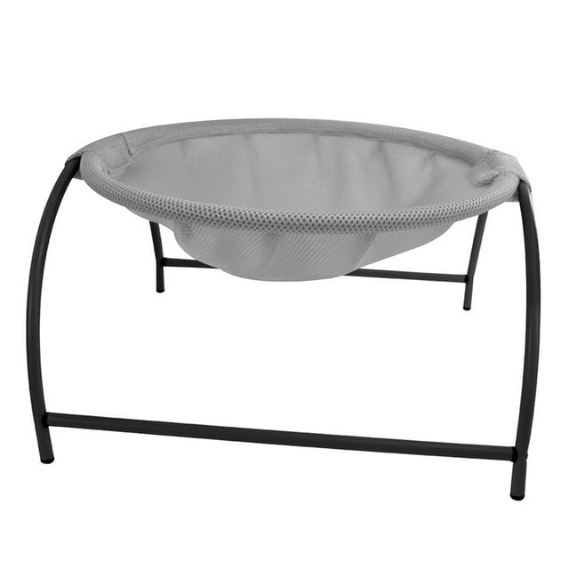 Soft & Breathable Round Hanging Pet Hammock for Small to Medium Cats & Dogs - Secure Recessed Design, Aluminum Alloy Frame, Self-Assembly, Grey Color, 16.93x16.93x9.84in Size, Comfortable Sleep
