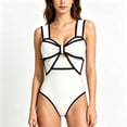 thumbnail image 3 of Women Vintage Polka Dot One Piece Swimsuit Oversized Bow Cut Out Tummy Control Bathing Suit Retro High Waist Swimwear, 3 of 7
