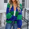 thumbnail image 4 of Tawop Woman's Cardigans Casual Autumn Loose Striped Printed Long Sleeve Cardigan Large Size Sweater Top Blue L, 4 of 9