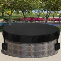 Fire Pit Cover Round for In Ground 71-76 Inch 600D Oxford Cloth Waterproof Heavy Duty Built In Stone Fire Pit Cover for Outdoor Patio, Black