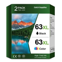 63 63XL Ink Cartridges Compatible for HP 63 Ink Cartridges Compatible for HP Ink 63 Black and Tri-Color for Officejet 3830 4650 5255 5200 Envy 4520 4512 printer 2 Pack