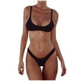 thumbnail image 2 of Womens Bikinis Summer Solid Color Spaghetti Strap Push Up Padded Bra With Briefs Two Piece Swimsuits Sets, 2 of 5
