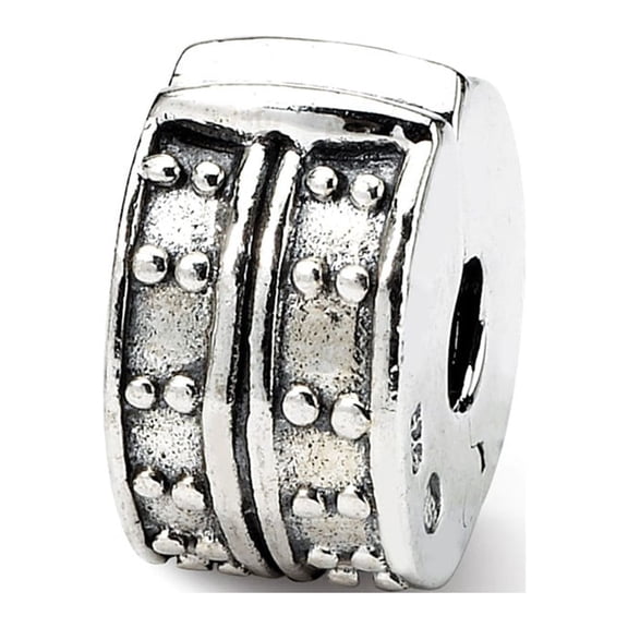 Hinged Dotted Clip Charm .925 Sterling Silver Antiqued Reflection Beads