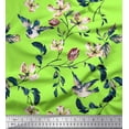 thumbnail image 1 of Soimoi Cotton Duck Fabric Robin,Leaves & Wildflower Floral Printed Fabric 1 Yard 42 Inch Wide, 1 of 1