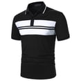 thumbnail image 2 of DDAPJ pyju Polos Shirts for Men Short Sleeve Button Collar Shirts Color Block Striped T Shirt Performance Moisture Wicking Golf Shirt Black M, 2 of 9